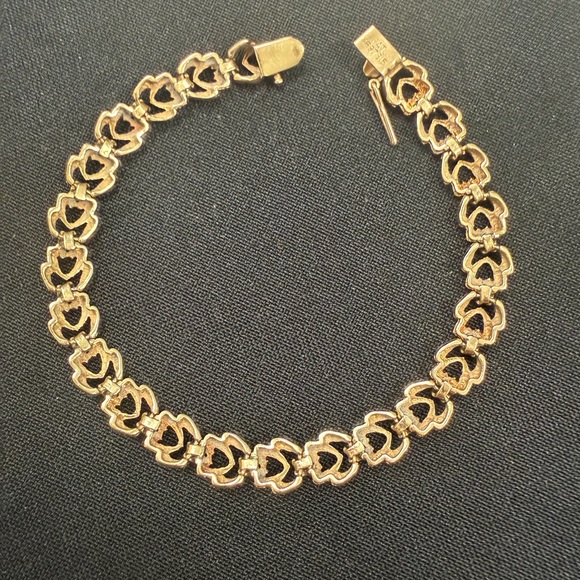 ✨ Vintage Solid 14K Gold Nugget Link Bracelet • 12.56g • 7” • PAT 4697315 ✨ - Picture 7 of 14